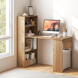 Writing Study Desk with Storage Shelves & CPU Stand - Tangkula