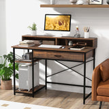 Tangkula Computer Desk with Storage Drawer & Monitor Stand