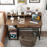 Tangkula Computer Desk with Storage Drawer & Monitor Stand