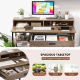 Tangkula Computer Desk with Storage Drawer & Monitor Stand