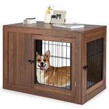 Tangkula Dog Crate Furniture, Pet Crate End Table with Cushion