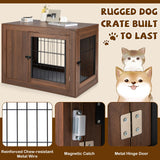 Tangkula Dog Crate Furniture, Pet Crate End Table with Cushion