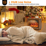 Tangkula Electric Fireplace Heater, 750W Mini Wooden Tabletop Fireplace with Realistic Flame