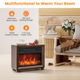 Tangkula Electric Fireplace Heater, 750W Mini Wooden Tabletop Fireplace with Realistic Flame