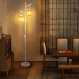 Tangkula Farmhouse Floor Lamp, 65" Tall Rustic Country Cottage 2 Light Dimmable Tree Rattan Floor Lamp