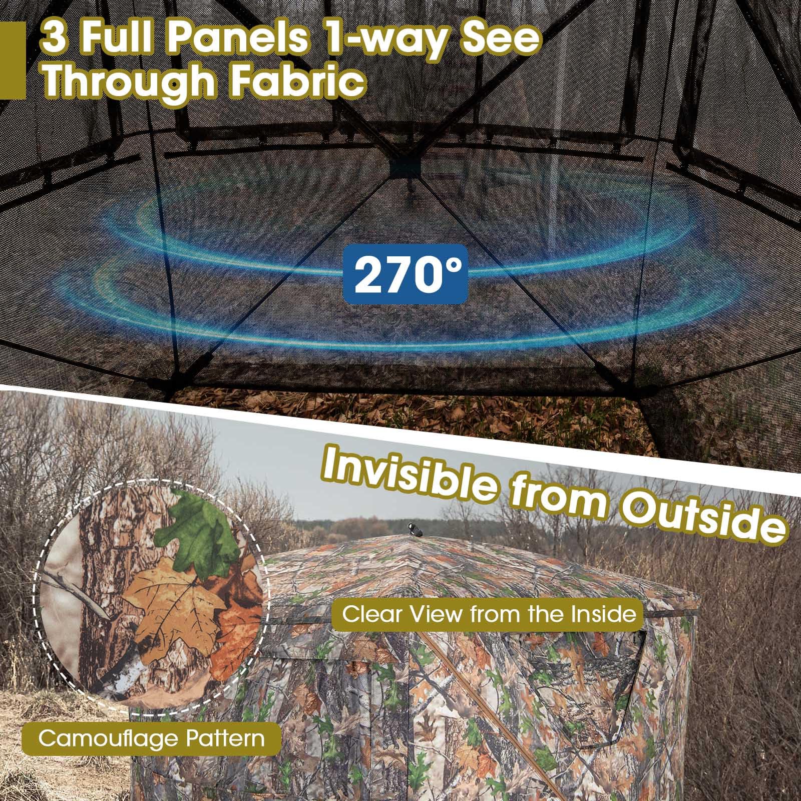 2-3 Person 270 Degree See Through Ground Blind - Tangkula