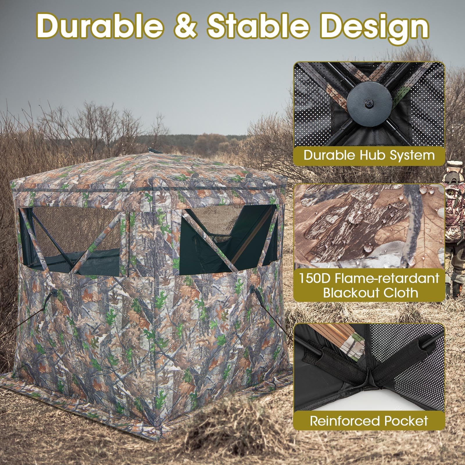 2-3 Person 270 Degree See Through Ground Blind - Tangkula