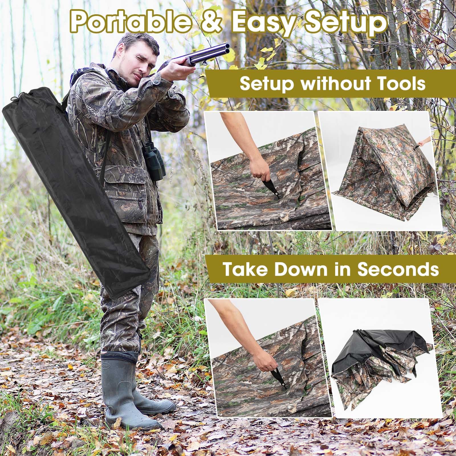 2-3 Person 270 Degree See Through Ground Blind - Tangkula