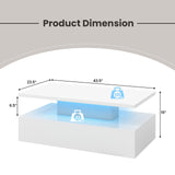  LED Coffee Table - Tangkula