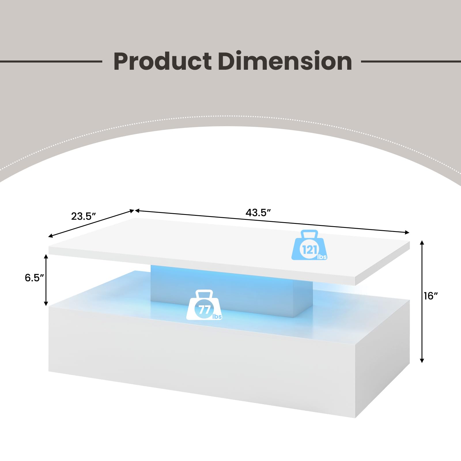  LED Coffee Table - Tangkula