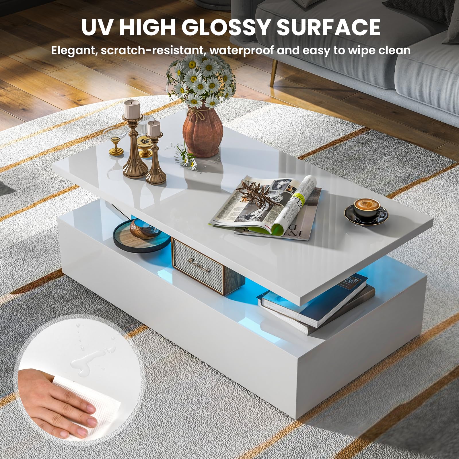  LED Coffee Table - Tangkula