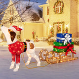 Tangkula Lighted Christmas Dog with Sleigh & Gift Boxes Combo Decorations