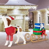 Tangkula Lighted Christmas Dog with Sleigh & Gift Boxes Combo Decorations