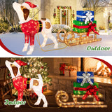 Tangkula Lighted Christmas Dog with Sleigh & Gift Boxes Combo Decorations