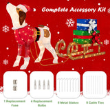Tangkula Lighted Christmas Dog with Sleigh & Gift Boxes Combo Decorations