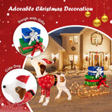 Tangkula Lighted Christmas Dog with Sleigh & Gift Boxes Combo Decorations