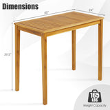 45” Rectangular Bar Height Dining Table with Slatted Tabletop - Tangkula