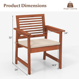 Tangkula Outdoor Dining Chairs Set, Weather-Resistant Heavy Duty Slatted Wood Patio Chairs with Soft Padded Cushions
