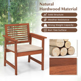 Tangkula Outdoor Dining Chairs Set, Weather-Resistant Heavy Duty Slatted Wood Patio Chairs with Soft Padded Cushions