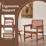 Tangkula Outdoor Dining Chairs Set, Weather-Resistant Heavy Duty Slatted Wood Patio Chairs with Soft Padded Cushions