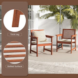 Tangkula Outdoor Dining Chairs Set, Weather-Resistant Heavy Duty Slatted Wood Patio Chairs with Soft Padded Cushions