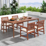 Tangkula Outdoor Dining Chairs Set, Weather-Resistant Heavy Duty Slatted Wood Patio Chairs with Soft Padded Cushions