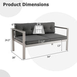Tangkula Patio Aluminum Loveseat Sofa, Contemporary 2-Person Sofa Chair with WPC Armrests
