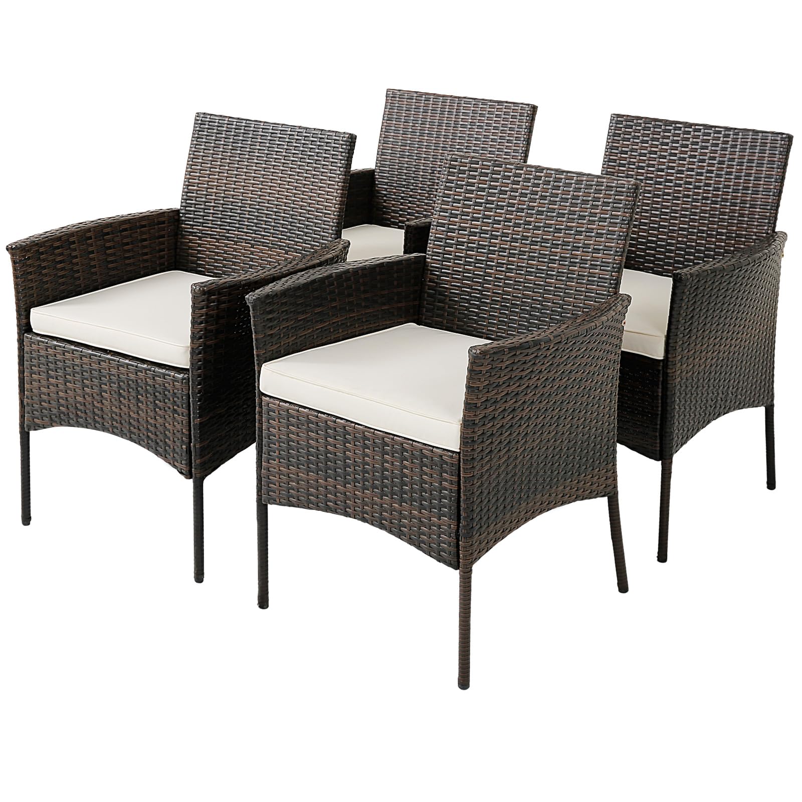 Patiojoy Outdoor PE Weather Resistant Heavy Duty Wicker Chairs - Tangkula