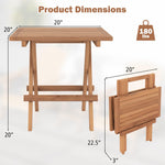 Teak Wood Square End Table with Slatted Tabletop - Tangkula