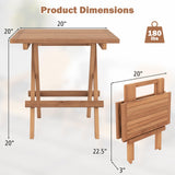 Teak Wood Square End Table with Slatted Tabletop - Tangkula
