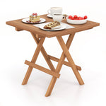Teak Wood Square End Table with Slatted Tabletop - Tangkula