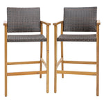 Patio Rattan Bar Stool Set of 2 - Tangkula
