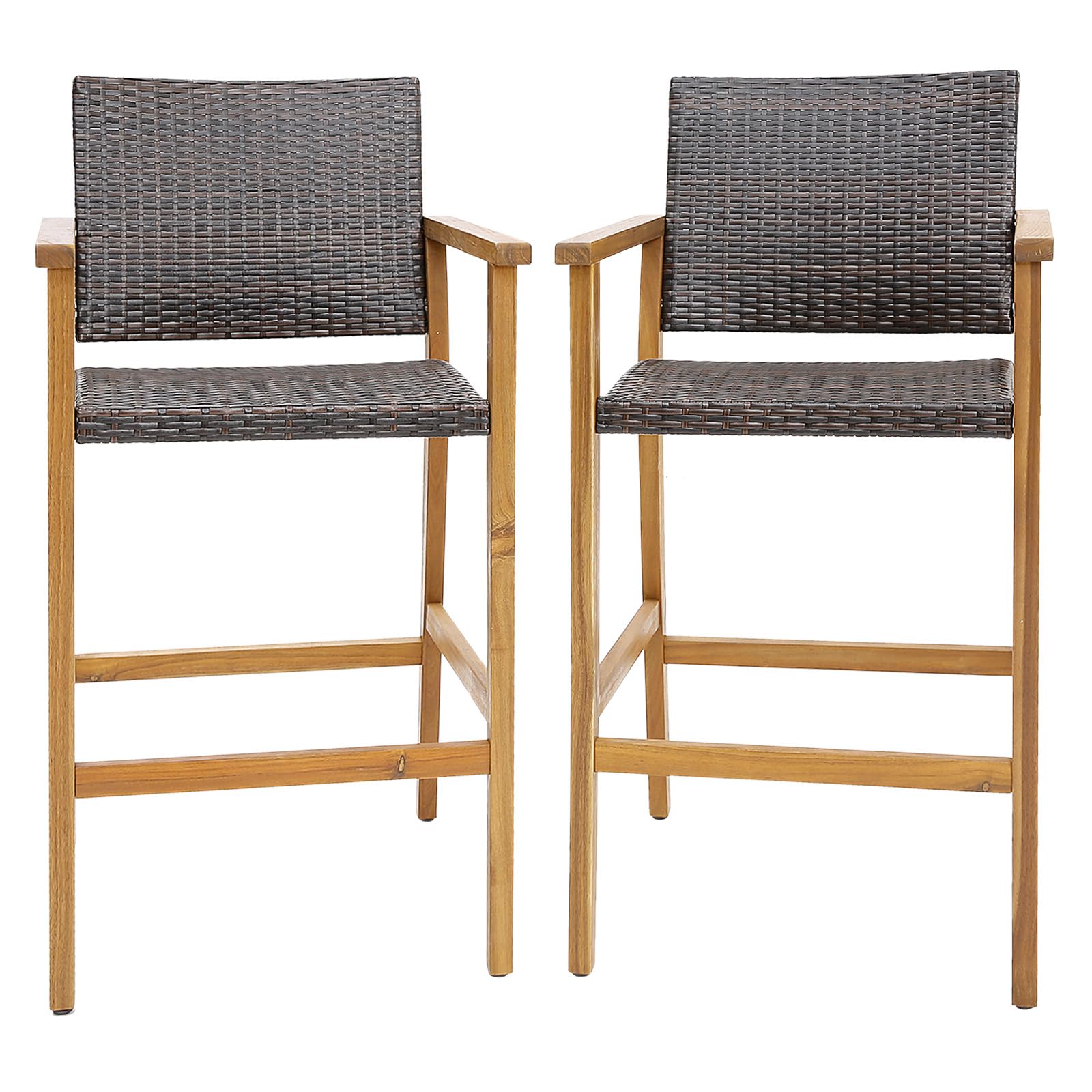 Patio Rattan Bar Stool Set of 2 - Tangkula