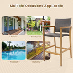 Patio Rattan Bar Stool Set of 2 - Tangkula