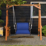 Tangkula Patio Rattan Porch Swing, Single Person Hanging Seat with Seat & Back Cushions