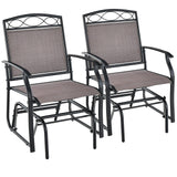 Tangkula Patio Swing Glider Chairs Set of 2, Outdoor Metal Glider Armchairs