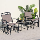 Tangkula Patio Swing Glider Chairs Set of 2, Outdoor Metal Glider Armchairs