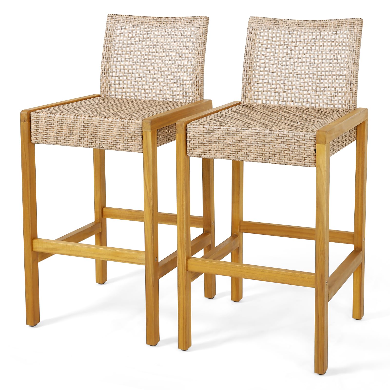 Patio Wood Barstools Set of 2 - Tangkula