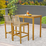 Patio Wood Barstools Set of 2 - Tangkula