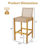 Patio Wood Barstools Set of 2 - Tangkula