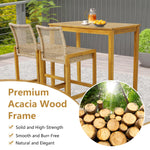 Patio Wood Barstools Set of 2 - Tangkula