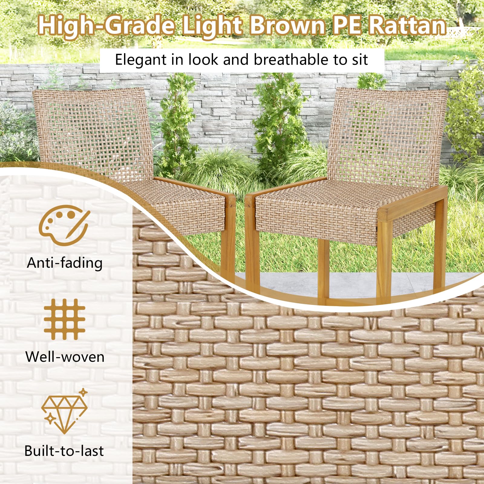 Patio Wood Barstools Set of 2 - Tangkula