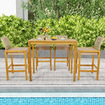 Patio Wood Barstools Set of 2 - Tangkula