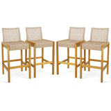 Patio Wood Barstools Set of 4 - Tangkula