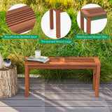 Tangkula Patio Wood Bench, 2-Person Solid Wood Bench with Slatted Seat