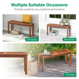 Tangkula Patio Wood Bench, 2-Person Solid Wood Bench with Slatted Seat