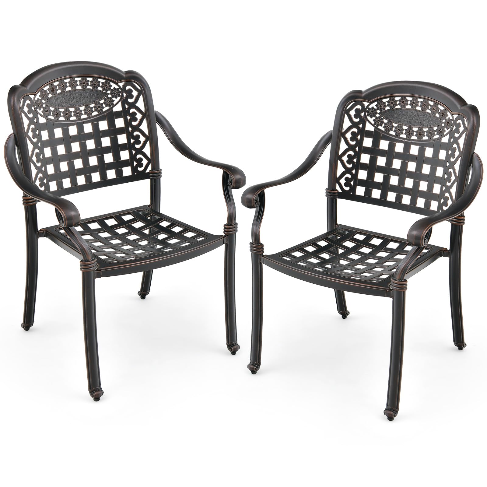 Set of 2 Cast Aluminum Patio Dining Chairs - Tangkula