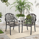Tangkula Set of 2, Set of 4 Cast Aluminum Patio Dining Chairs, Stackable Outdoor Dining Chairs with Armrests