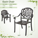 Tangkula Set of 2, Set of 4 Cast Aluminum Patio Dining Chairs, Stackable Outdoor Dining Chairs with Armrests