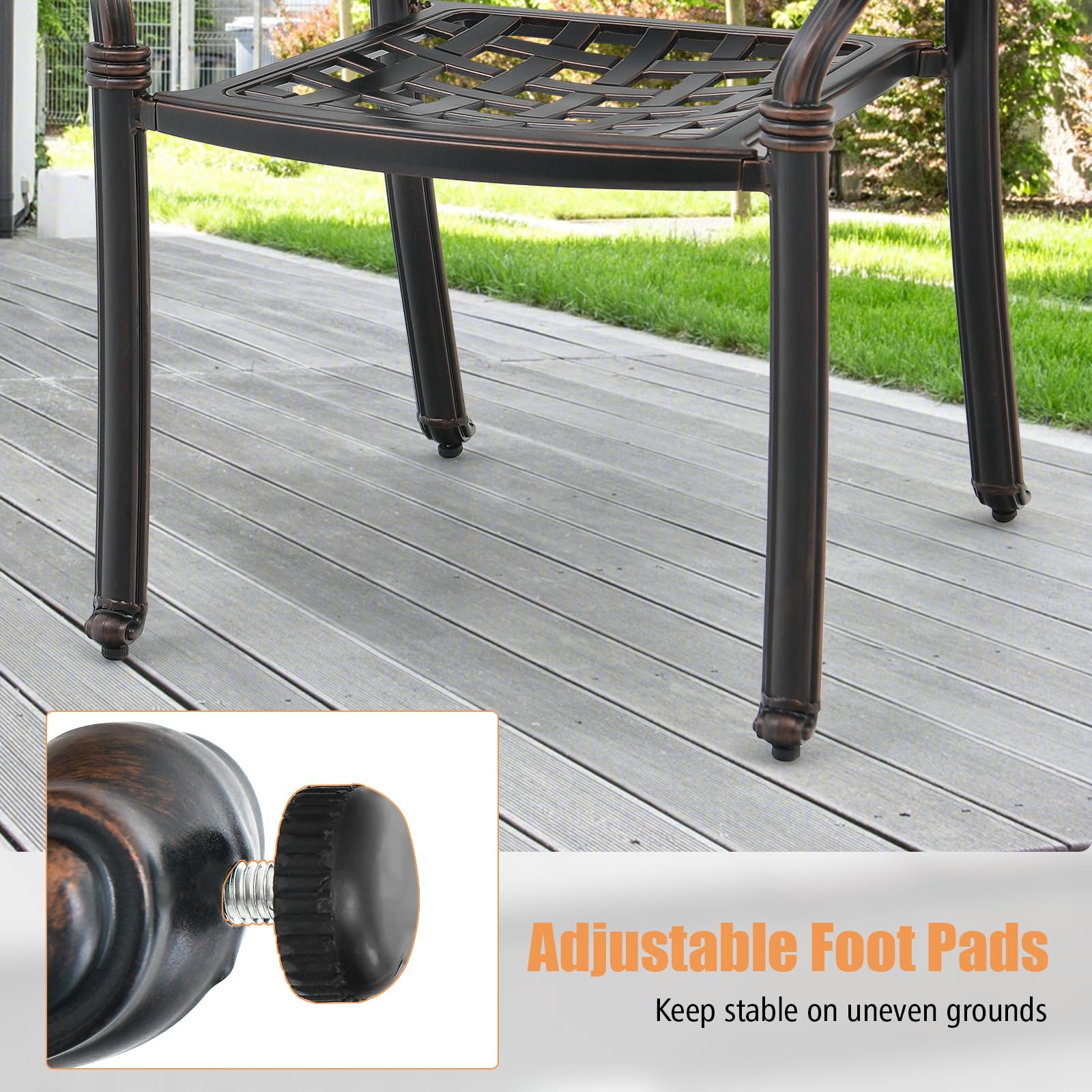 Set of 2 Cast Aluminum Patio Dining Chairs - Tangkula